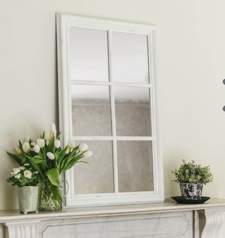 White Window Pane Mirror